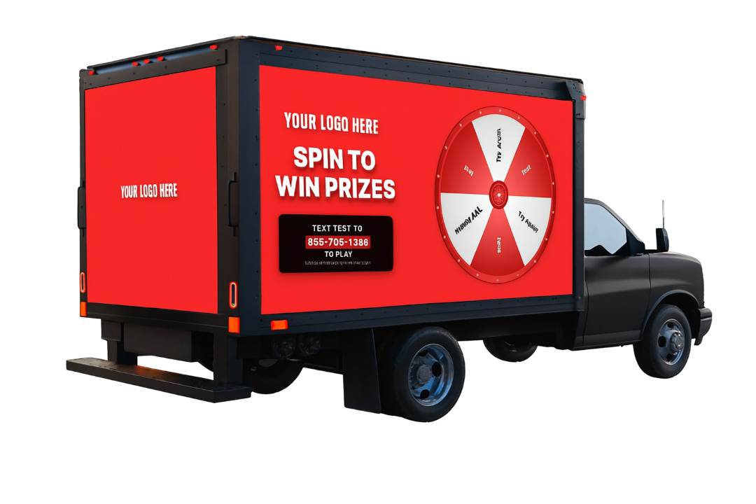 Spin-to-Win game on LED truck display