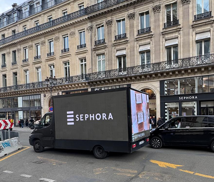 Mobile LED Billboard Truck Advertising in Poznan - European Ledtruckmedia Sephora France 1